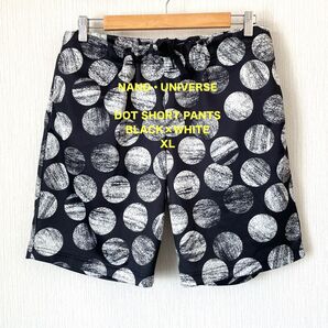 【NANO-UNIVERSE】ナノユニバース ショートパンツ 夏服 カジュアル 匿名配送 総柄 ドット ブラック×ホワイト XL