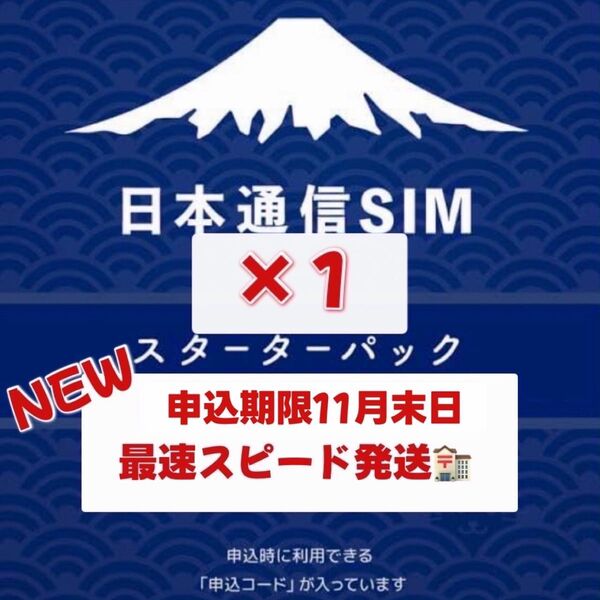 日本通信 SIM スターターパック 1枚 申込期限2025年11月末日