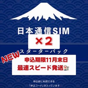 日本通信 SIM スターターパック2枚 申込期限2025年11月末日