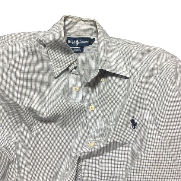 POLO RALPH LAUREN ポロ ラルフ ローレン 半袖 ボタン ダウン チェック シャツ 大きめ M 白系