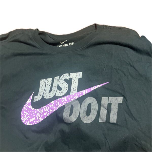 NIKE ナイキ just do it シャスト ドゥ イット ロゴ プリント 半袖 クルーネック Tシャツ Black xl 黒