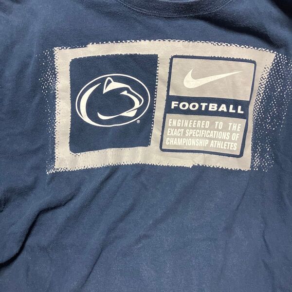 NIKE ナイキ TEAM カレッジ ロゴ 半袖 クルーネック Tシャツ 半袖シャツ lions XL NAVY 古着