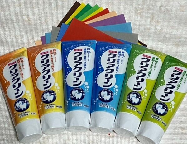 クリアクリーン 歯磨き粉 薬用クリアクリーン ナチュラルミント 2本 エクストラクール 2本フレッシュシトラス2本、おりがみ×1