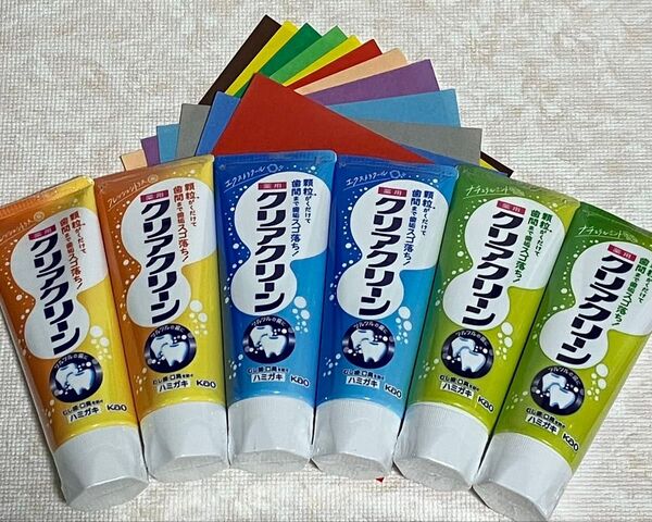 クリアクリーン 歯磨き粉 薬用クリアクリーン ナチュラルミント 2本 エクストラクール 2本フレッシュシトラス2本、おりがみ×1