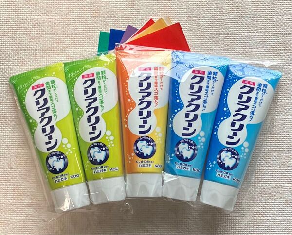 クリアクリーン 歯磨き粉 薬用クリアクリーン ナチュラルミント 2本 エクストラクール 2本フレッシュシトラス1本、おりがみ×1枚