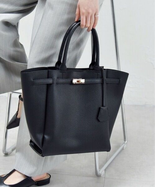 SHIPS for women quaranciel: A4 ベルト トートバッグ BLACK タグ付き