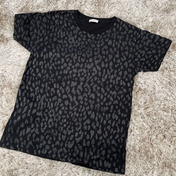 イブサンローラン Tシャツ レオパード 黒 S
