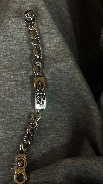 クロムハーツ (Chrome Hearts)フローラルクロスID ファンシーチェーン リンク クリップ ブレスレット100g