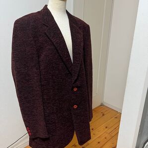 テーラードジャケット 織柄ジャケット レッド系 ブランド 格安 総柄 2ボタン HOMME ジョルジオアルマーニ