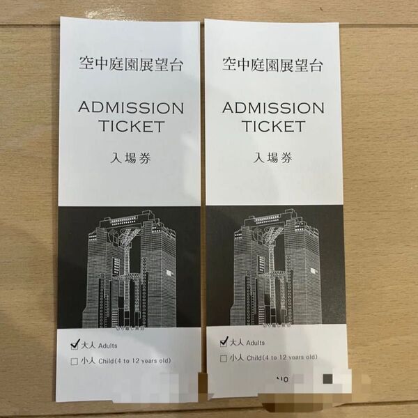 梅田スカイビル 空中庭園展望台 入場券 2枚