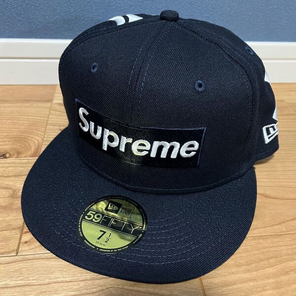 SupremeシュプリームNEW ERAニューエラYankeesヤンキースBOXボックスロゴキャップ帽子新品ネイビーステッカー付属