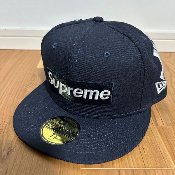 SupremeシュプリームNEW ERAニューエラYankeesヤンキースBOXボックスロゴキャップ帽子美品ネイビーステッカー付属