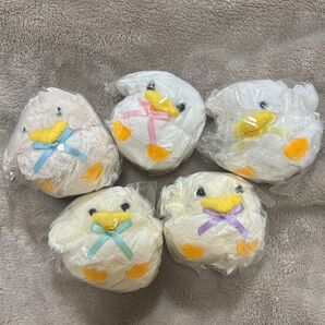 アヒルのあかちゃんぬいぐるみ マスコット まとめ売り 5個セット ピンク ミント 水色 黄色 紫