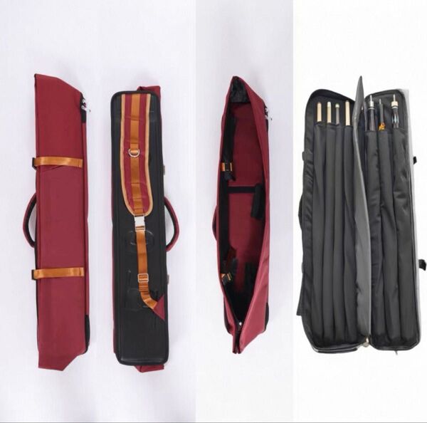 【新品・3B4S】ビリヤードキューケース URBAIN 風 レッド × オレンジ