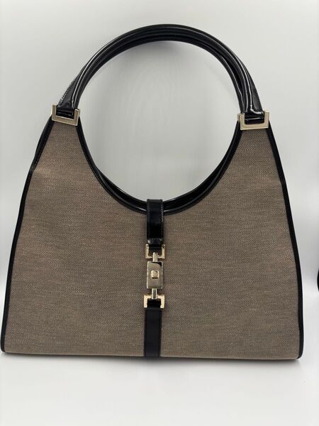 超美品 GUCCI グッチ ジャッキー ハンドバッグ トートバッグ キャンバス GGキャンバス