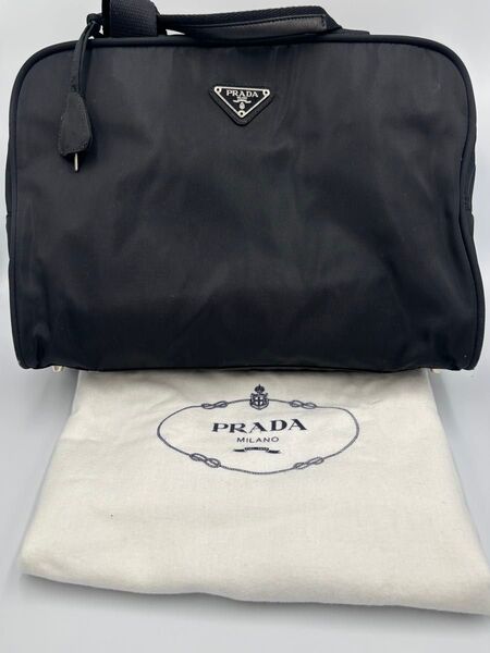 PRADA プラダ ポコノ テスートナイロン 三角ロゴ ハンドバッグ トートバッグ 三角ロゴプレート ブラック