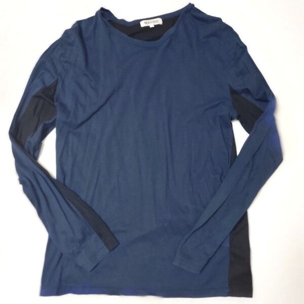 トップス カットソー ロンT メンズ VOUGISH ヴォーギッシュ ネイビー ブラック バイカラー Lサイズ 長袖Tシャツ