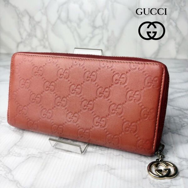 06 美品 GUCCI グッチ グッチシマ 長財布 ラウンドファスナー