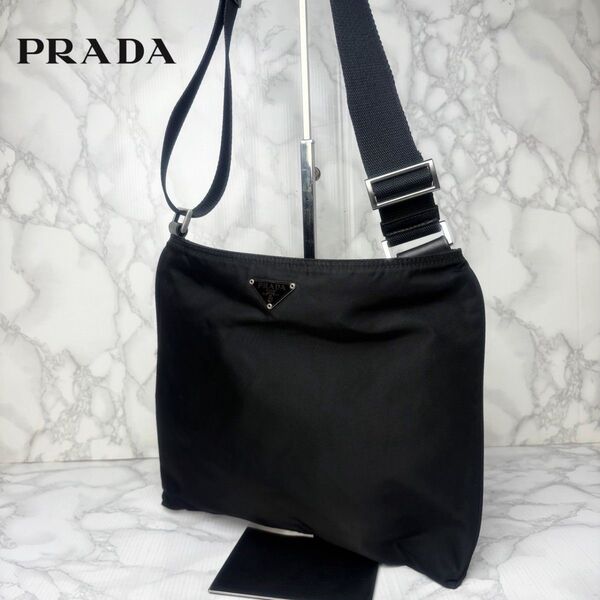 041 美品 PRADA プラダ ショルダーバッグ サコッシュ 黒 ブラック テスートナイロン