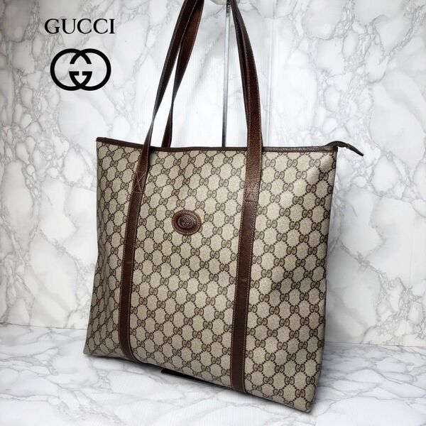 09 美品 GUCCI グッチ オールドグッチ ヴィンテージ トートバッグ GGスプリーム PVC 肩掛け GG柄