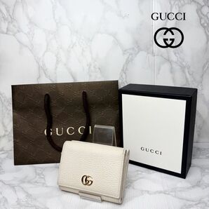 57 美品 GUCCI グッチ 三つ折り財布 プチマーモント ダブルGG