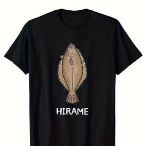 ヒラメ Tシャツ ブラック メンズS