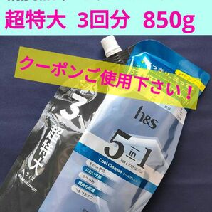 未開封品 h&s 5in1 クールクレンズ シャンプー 詰め替え 超特大 3回分 850g×1袋