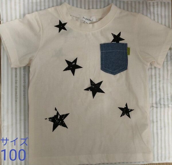 3can4on Tシャツ 星柄 100 キッズ 白地 →400円可