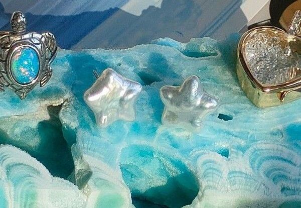 星形 淡水パールピアス silver925