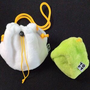 新品未使用 TOFT トフト ファー巾着バッグ白KPO18&ファー三角ポーチ黄緑TPO17 ポシェットネックポーチガジェットポーチ