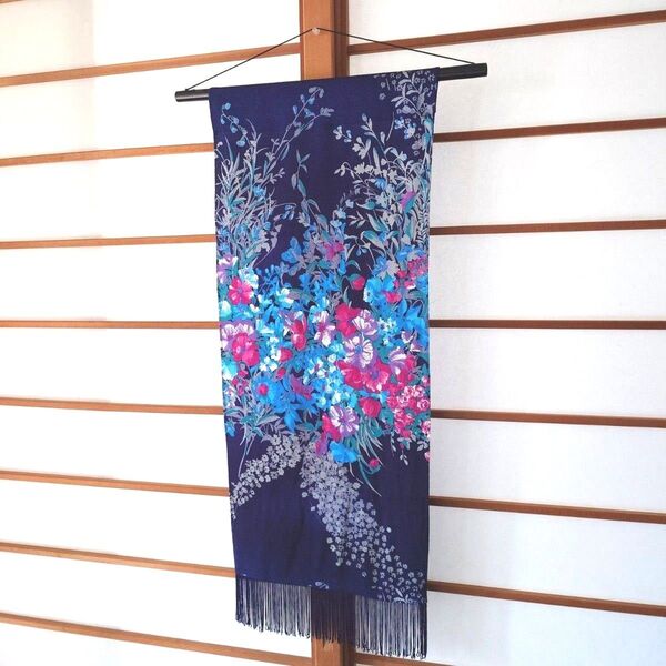 和風タペストリー 花柄 ちりめん生地