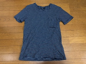 ★即決★アメリカンラグシー AMERICAN RAG CIE★ポケットTシャツ★アメリカ製★紺×白ボーダー★サイズ１★綿100%★US MADE★送料230円★