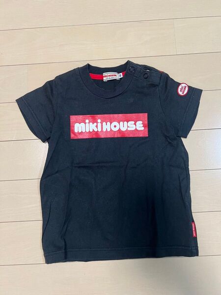 ミキハウス ボックスロゴ Tシャツ ブラック 80