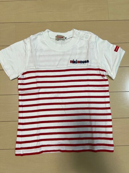 ミキハウス ボーダー ロゴ Tシャツ 80