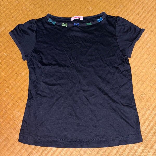 ファミリア familiar 140 ネイビー 紺色 シンプル 無地 Tシャツ トップス 半袖