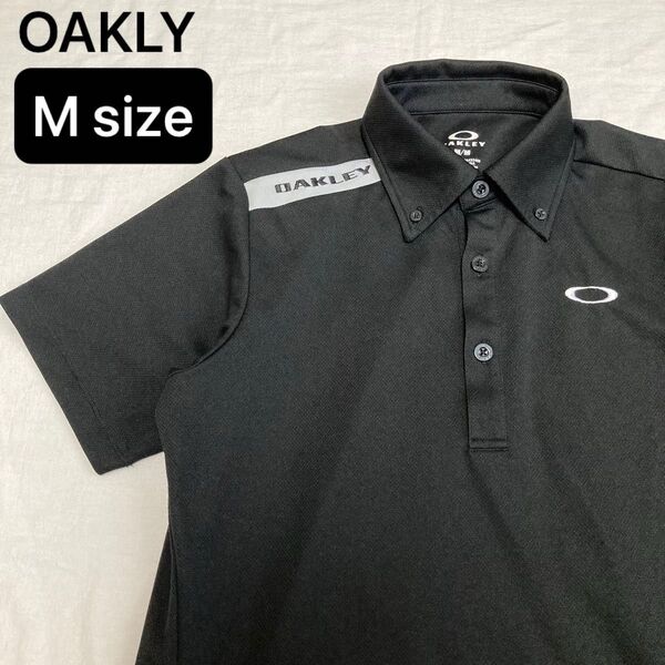 OAKLEY オークリーゴルフウェア ブラック BDストレッチポロシャツ 刺繍ロゴ Mサイズ 黒 美品