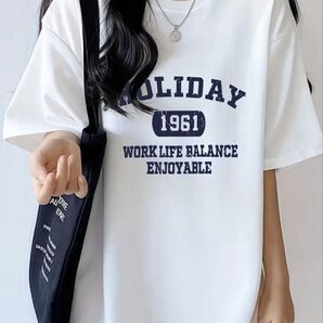 Y2Kスタイル オーバーサイズ レディース Tシャツ カジュアルクルーネック