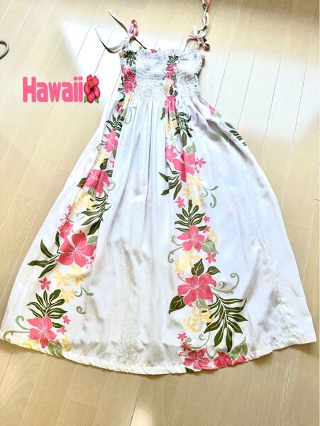 ハワイアンワンピース キャミソールワンピース ドレス花柄 ハイビスカス リゾート 海外 旅行 海 プール Hawaiiハワイ