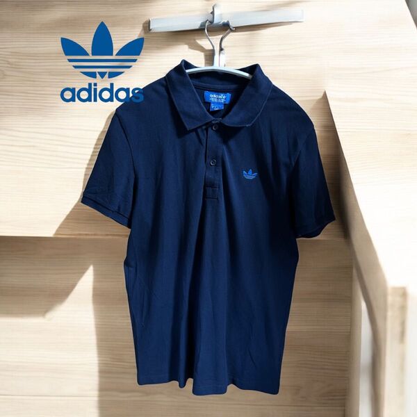 adidas アディダス ポロシャツ 半袖 ネイビー M