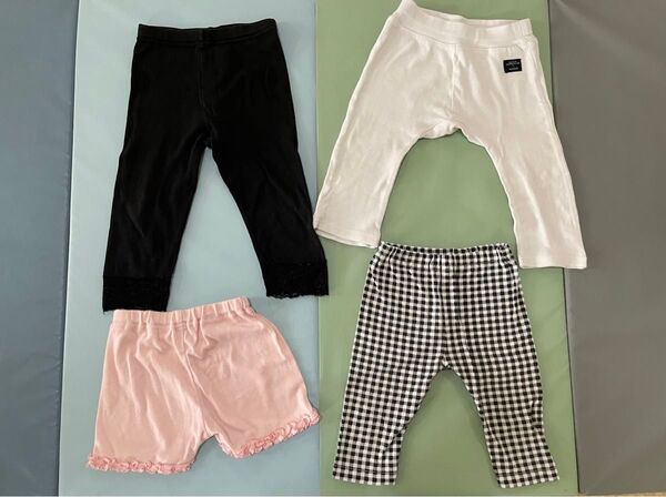 ベビー パンツ 90 4枚 まとめ売り レギンス 黒 ショートパンツ 白 女の子 ボトムス