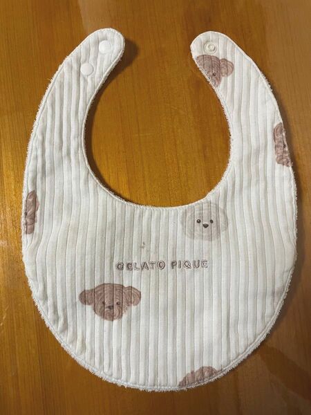 ジェラートピケ スタイ 犬 白 くまさん リバーシブル ベビー よだれかけ 女の子