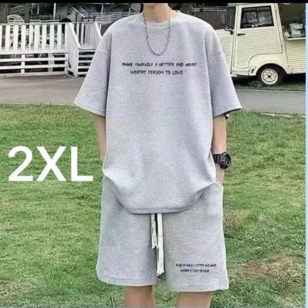 セットアップ 上下セット スウェット ルームウェア 部屋着 夏服 Tシャツ 2XL 3L