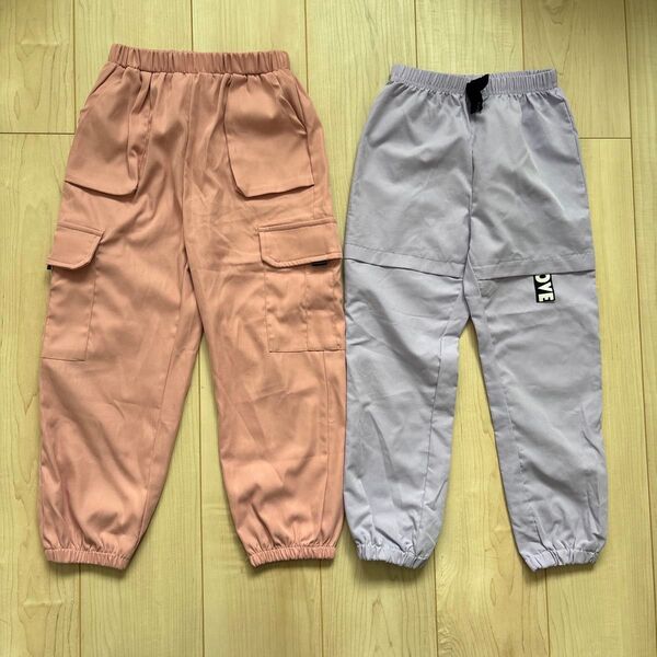 SHEIN キッズ カーゴパンツ ピンク&ラベンダー110㎝ 2枚セット