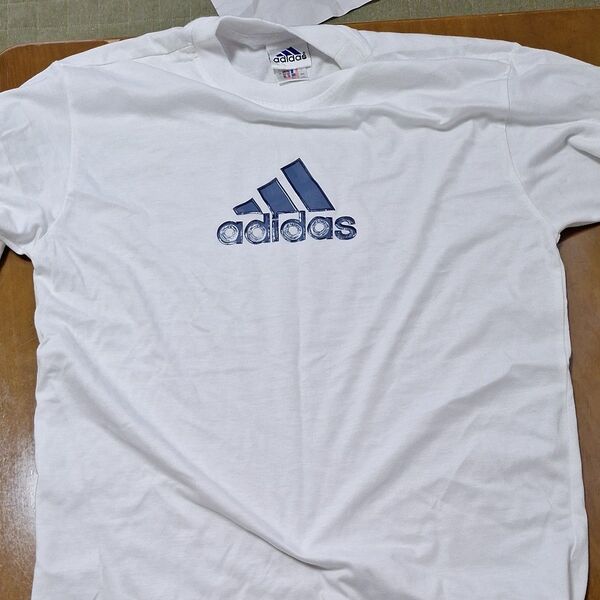 adidas Tシャツ Lサイズ ホワイト×ネイビー