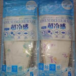 新品未開封 超冷感 立体マスク 花柄2セット 個包装 くちばし型
