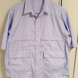 WETTEMPT MULTI POCKET TUCK SHIRT ブルー ストライプシャツ L相当