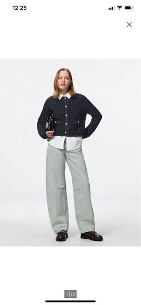 GU バレルレッグジーンズ 丈長め S 新品 デニム パンツ