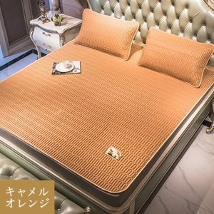  free shipping * new goods cold sensation bed pad pillow cover single 2 point set ... for summer ... contact cold sensation bed pad * Camel orange /100×200cm