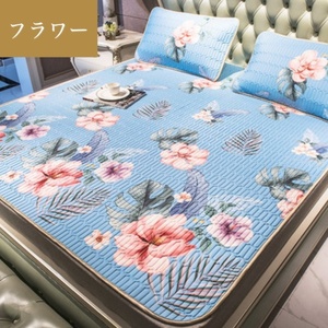  free shipping * immediate payment new goods cold sensation bed pad pillow cover single 2 point set ... for summer ... contact cold sensation bed pad * flower /100×200cm