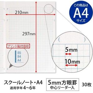 日本ノート LA11 SCHOOL NOTE 方眼罫 A4 未使用 2冊セット(ブルー&グリーン)